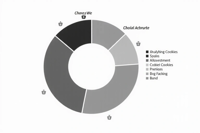 Gráfico circular mostrando la distribución de diferentes tipos de cookies en un sitio web.